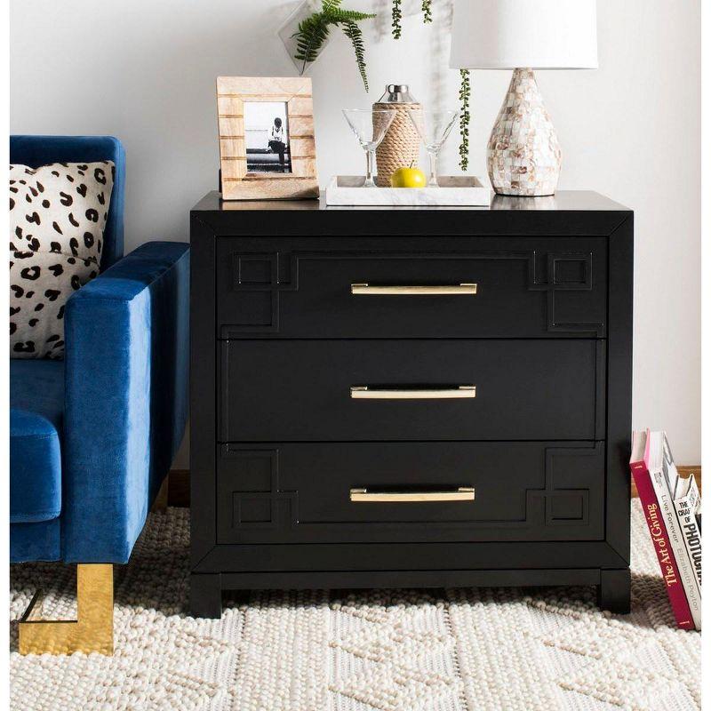 Raina 3 Drawer Chest - CHS6412 - Black/Gold - Safavieh