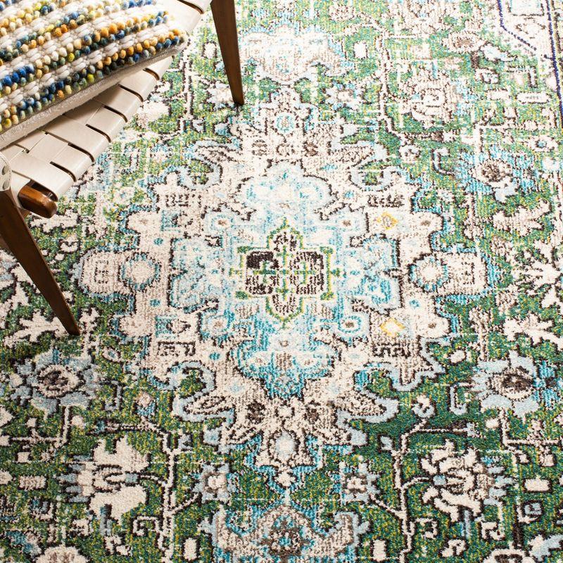 Madison MAD474 Power Loomed Indoor Accent Rug - Green/Turquoise - 3'x3' - Safavieh