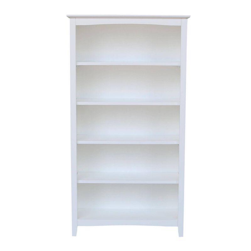 Transitional Solid Hardwood 60" White Shaker Bookshelf