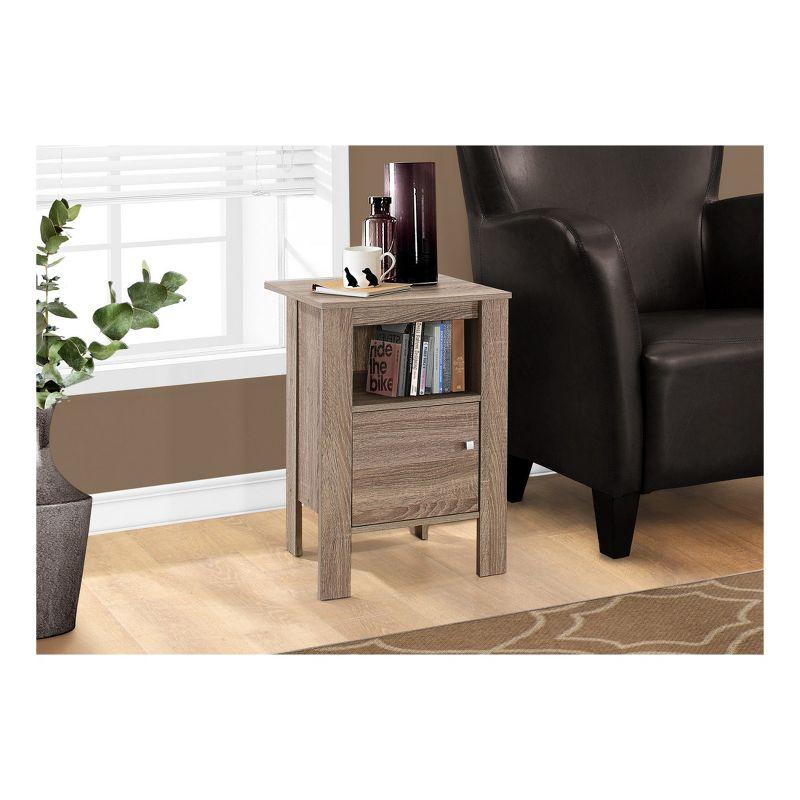 Accent Table with Storage Dark Taupe - EveryRoom: Laminated MDF, Square Shape, Spot Clean, Shelf Cabinet