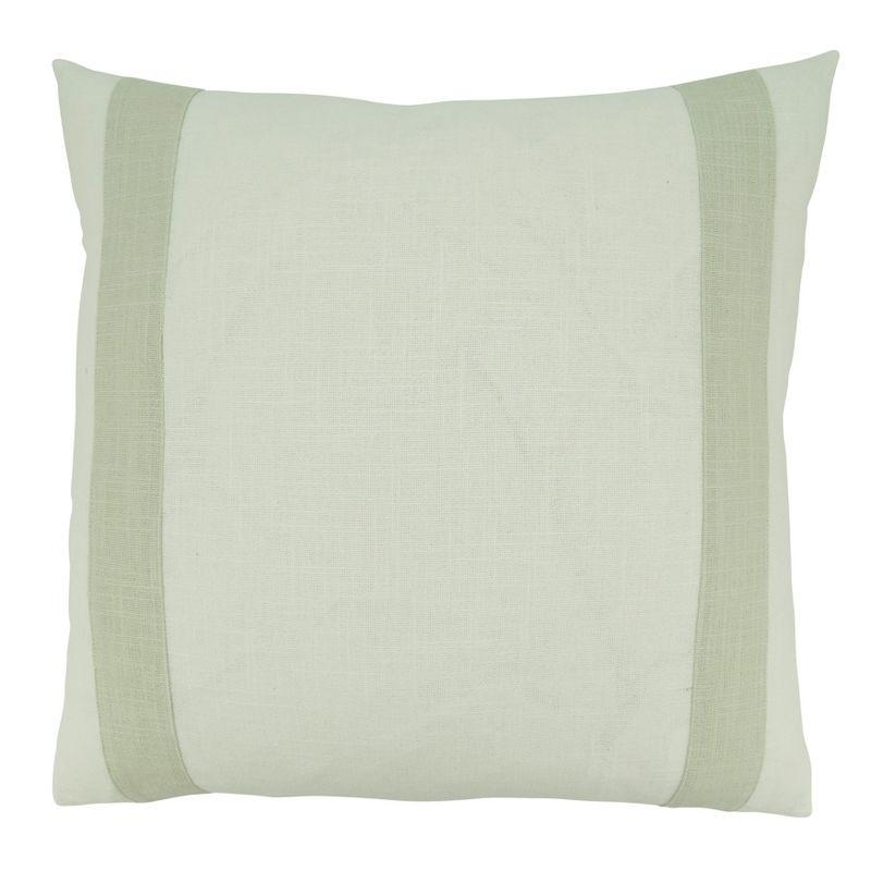 Ivory and Beige Cotton Banded Throw Pillow Cover