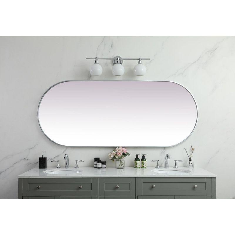 Elegant Lighting Metal Frame Oval Mirror 30x72 Inch in Silver