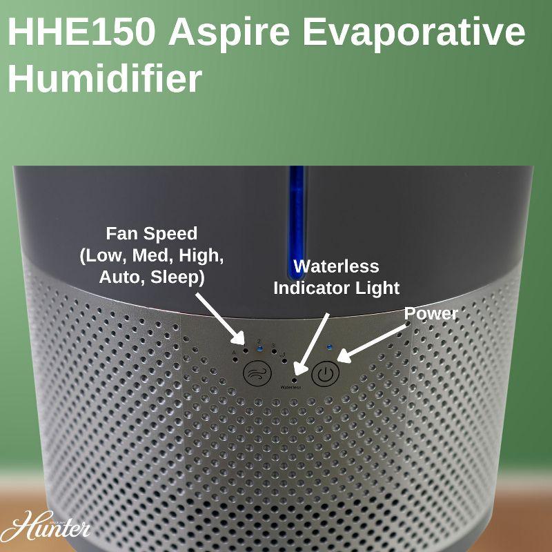 Hunter Fan Company Aspire 1.2 Gal Evaporative Humidifier with PermaWick Filter, Humidifiers for Bedroom, Humidifier Large Room. Aqua