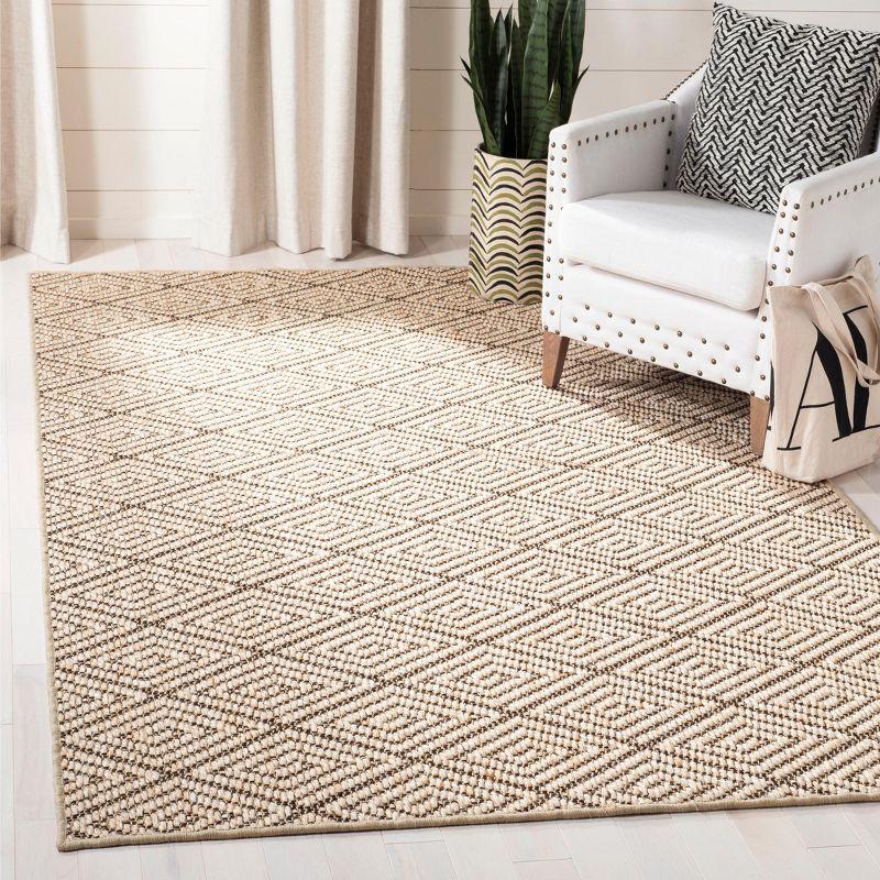 Beige and Brown Geometric Sisal Area Rug, 5' x 8'