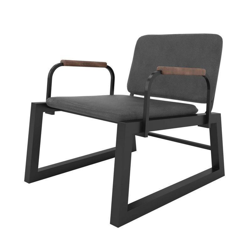 1.0 Whythe Low Accent Chair Black - Manhattan Comfort: Faux Leather, Steel Legs, No Assembly Required