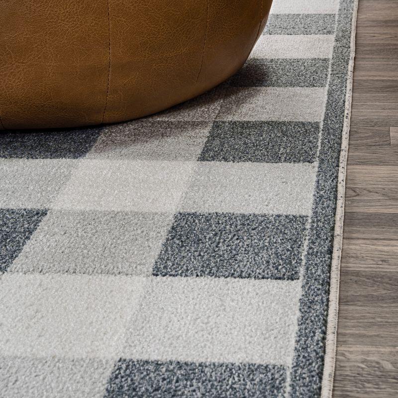 JONATHAN Y Gingham Gradient Plaid Cottage Machine-Washable Light Gray/Dark Gray/Cream 3 ft. x 5 ft. Area Rug