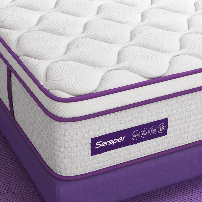 Sersper 12" Full Euro Top Innerspring Mattress with Purple Accents