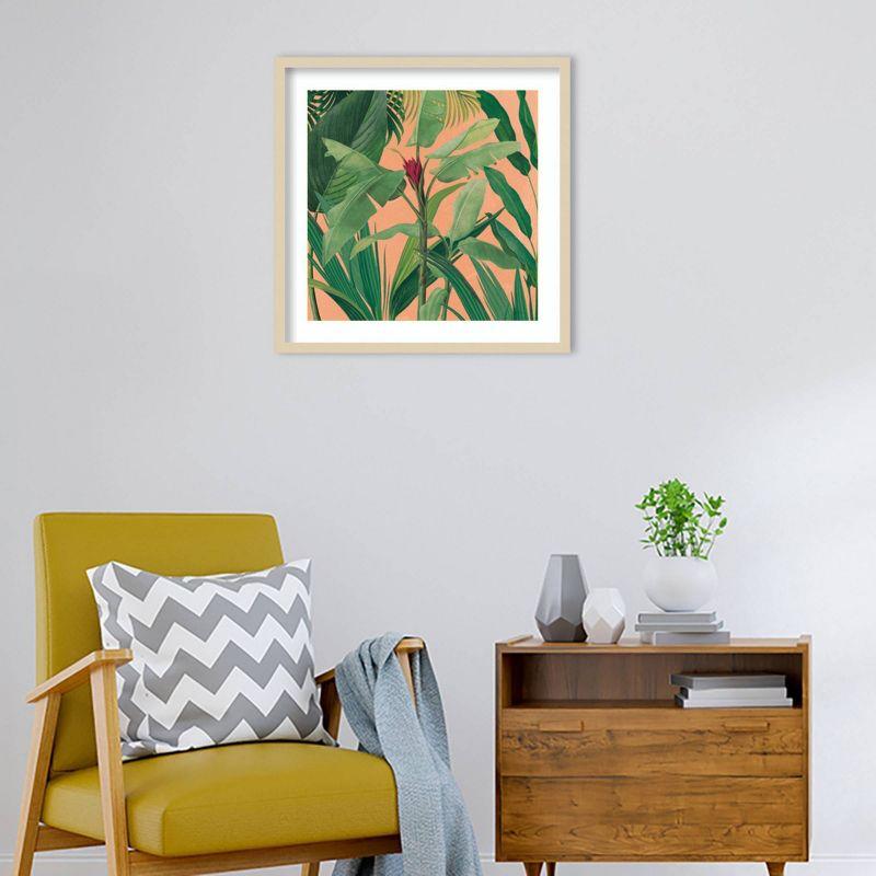 25" x 25" Tropical Botanical Print with Hardwood Frame