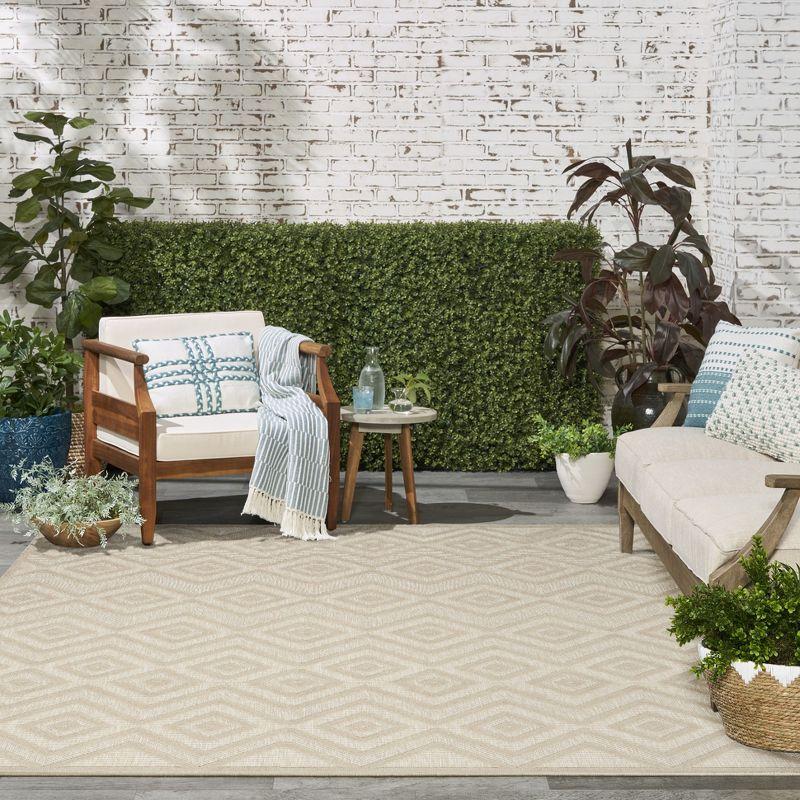 Nourison Versatile Solid Diamond Indoor Outdoor Flatweave Area Rug