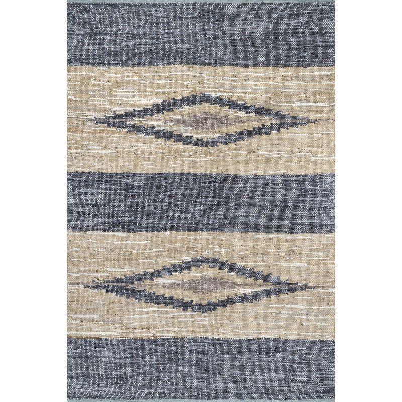 Nuloom Farren Hand Woven Diamond Leather Indoor Area Rug, 6' x 9'