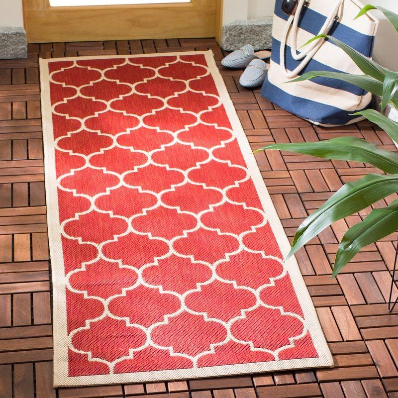 Courtyard CY6914 Power Loomed Indoor/Outdoor Runner Rug - Red/Bone - 2'3"x6'7" - Safavieh.