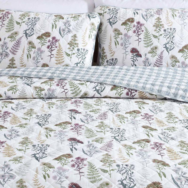 Eddie Bauer Eddie Bauer Flower Field Cotton Reversible Green Quilt Set