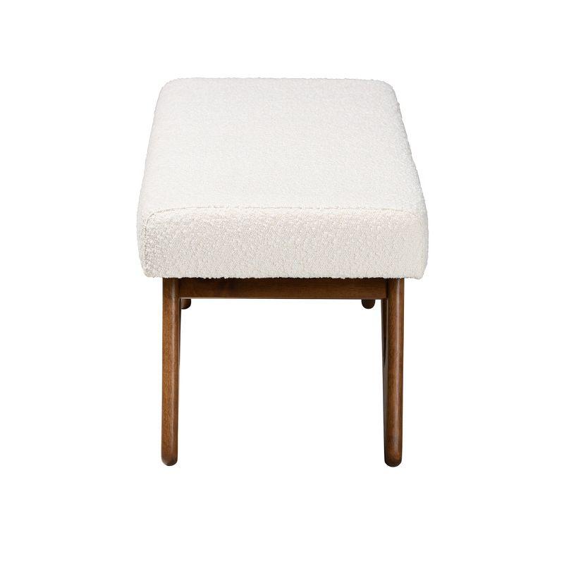 Baxton Studio Rika Japandi Cream Boucle Fabric and Walnut Brown Finished Wood Bench