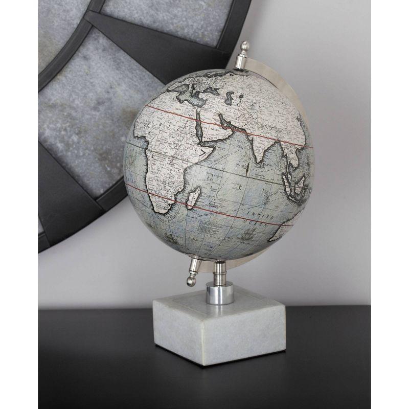 Olivia & May 13" x 9" Contemporary Decorative Globe with Iron and Ceramic Stand White: Metal Tabletop Sculpture, Indoor Display