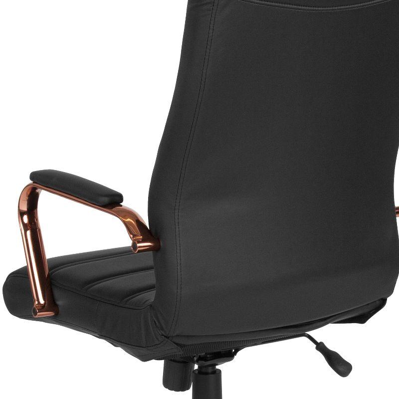 High Back Black LeatherSoft Executive Chair with Rose Gold Metal Base