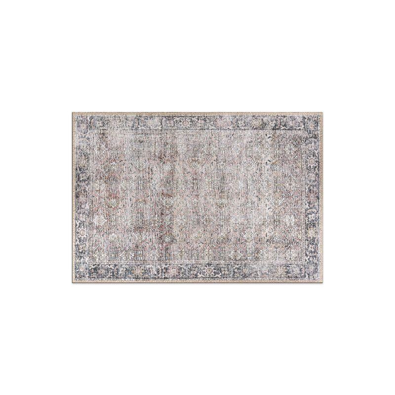 World Rug Gallery Vintage Distressed Machine Washable Non Slip Indoor Area Rug - OLIVE 2'x3'