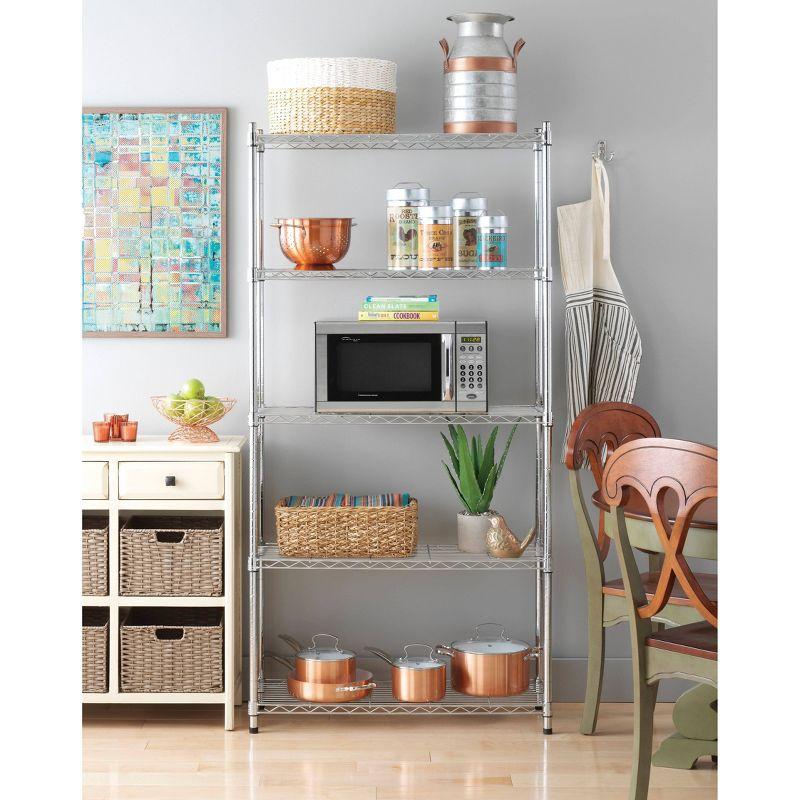 Whitmor Supreme 5 Tier Shelving Chrome Silver: Steel Wire Shelf, Metal Shelving Unit, 1750 lbs Capacity, 36" W x 14" D x 72" H