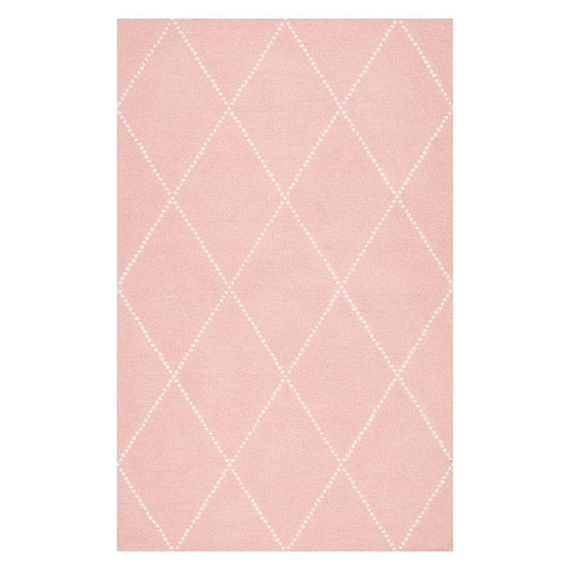 Charming Baby Pink Handmade Wool Rug 4' x 6' with Tufted Detail