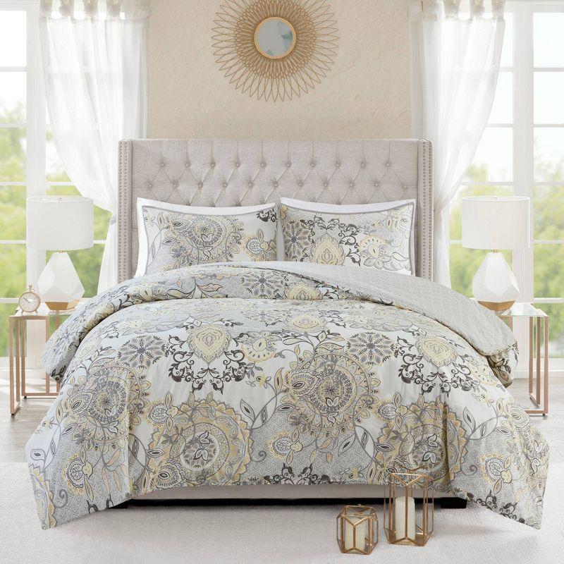 Madison Park Isla 3 Piece Reversible Cotton Floral Duvet Set