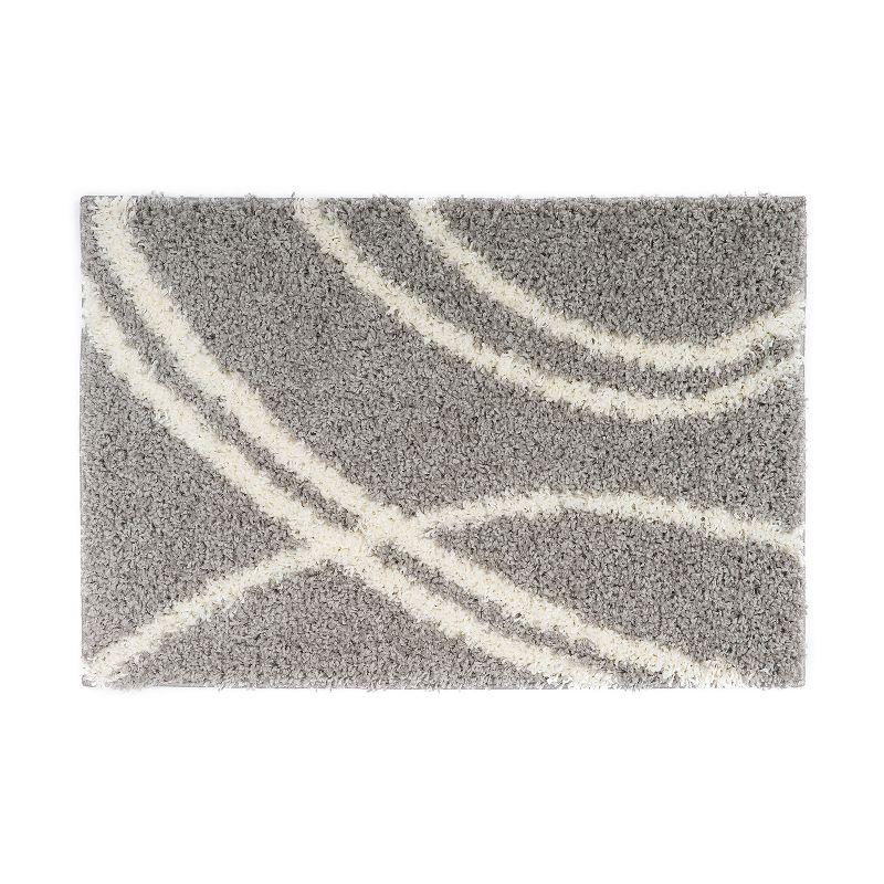 Luxurious Gray Stripe 5' x 7' Tufted Shag Area Rug