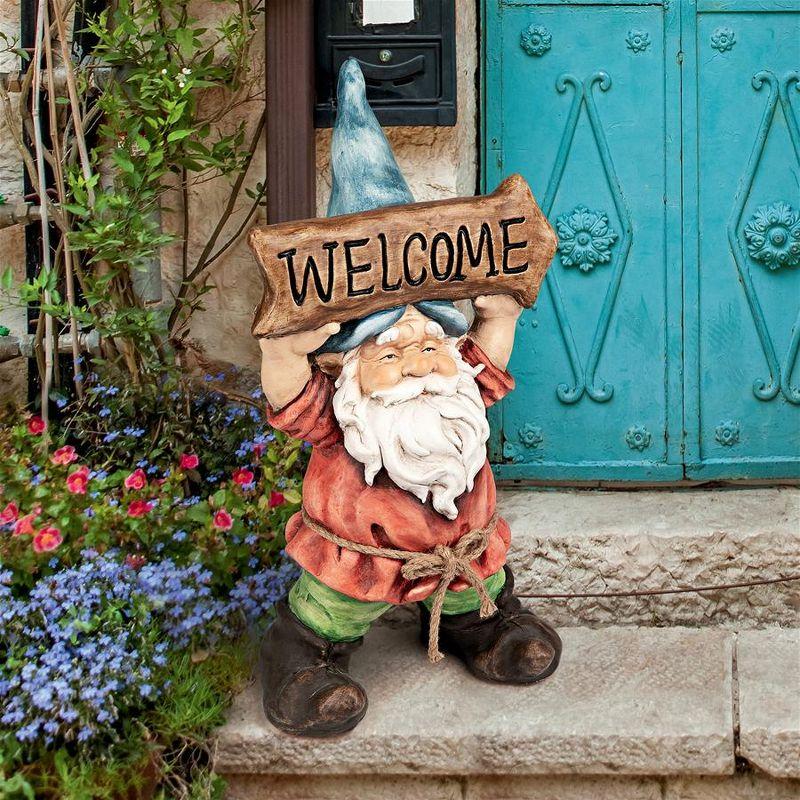 Welcoming Willie Garden Gnome with Welcome Sign