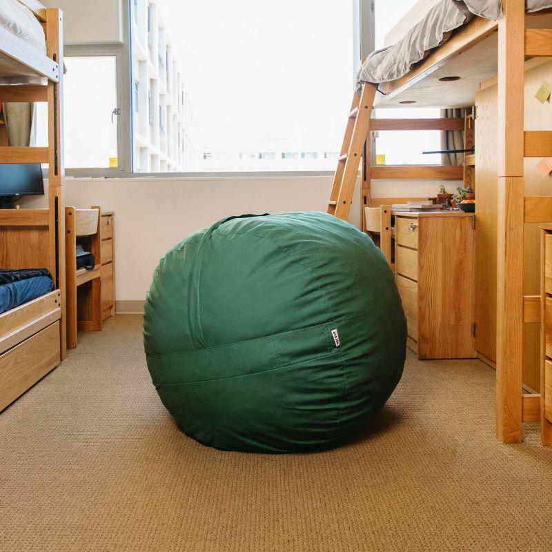 Medium Collegiate Green Recycled Denim Bean Bag Chair with Removable Cover