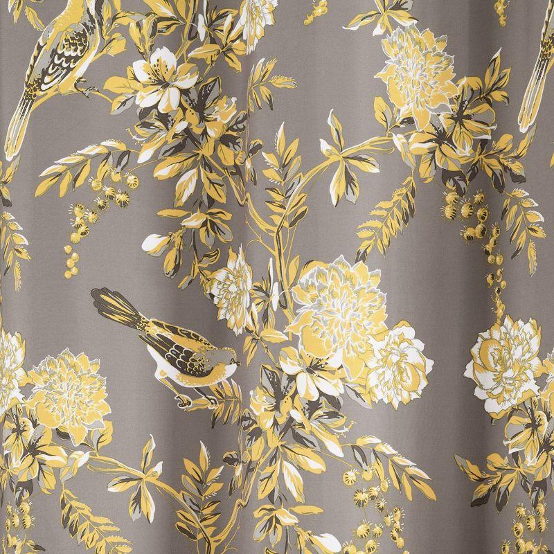 Farmhouse Bird And Flower Polyester Curtain Pair (Set of 2)