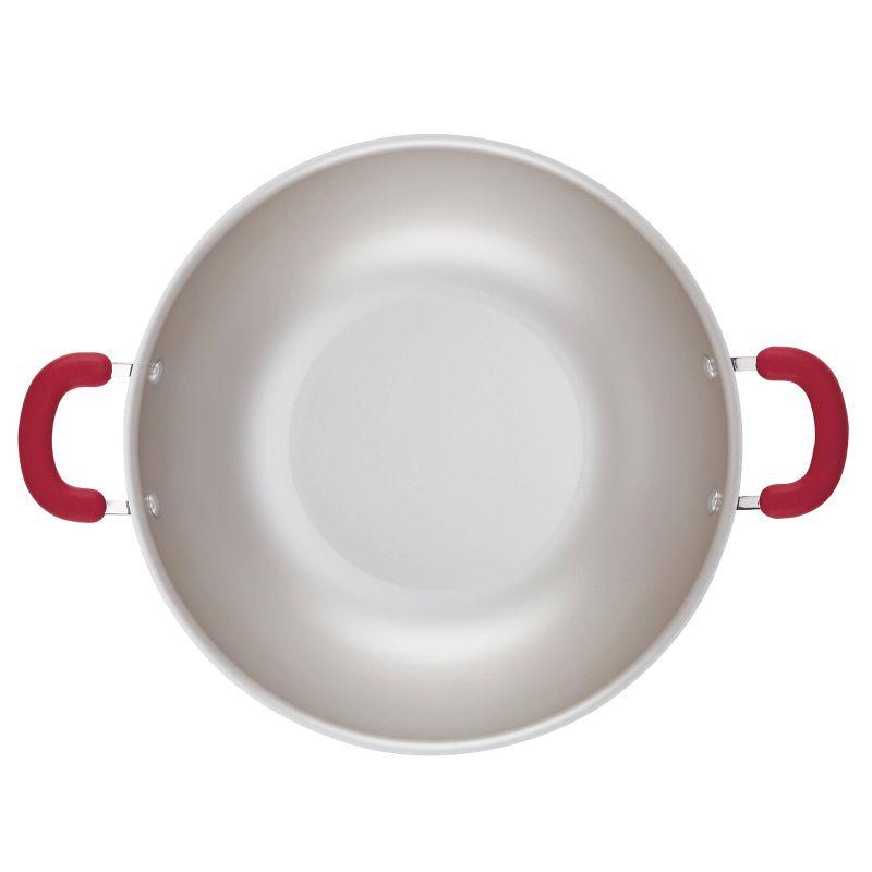 Rachael Ray Create Delicious 14.3" Aluminum Nonstick Wok Red: Dishwasher & Oven Safe, Silicone Handle, Induction Compatible