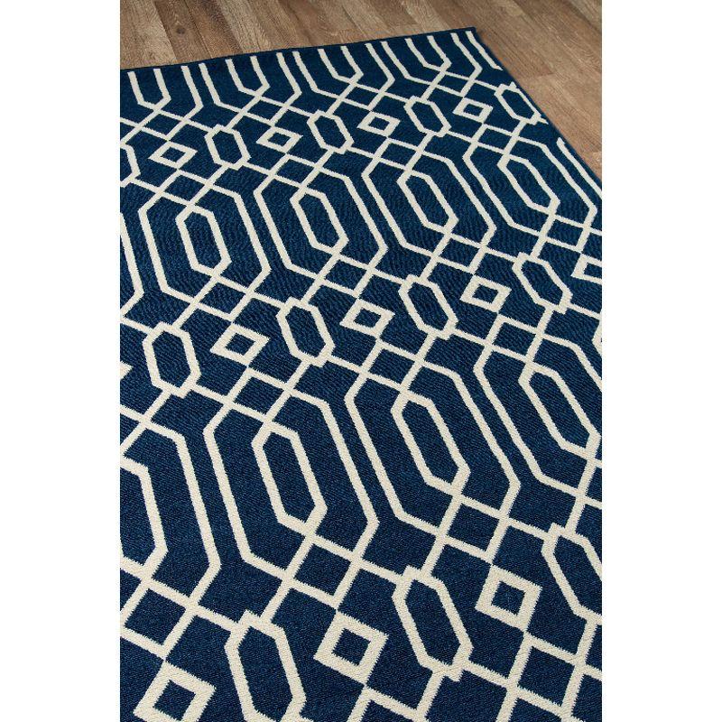 Navy Luxe Nautical 5'3" x 7'6" Flat Woven Outdoor Rug