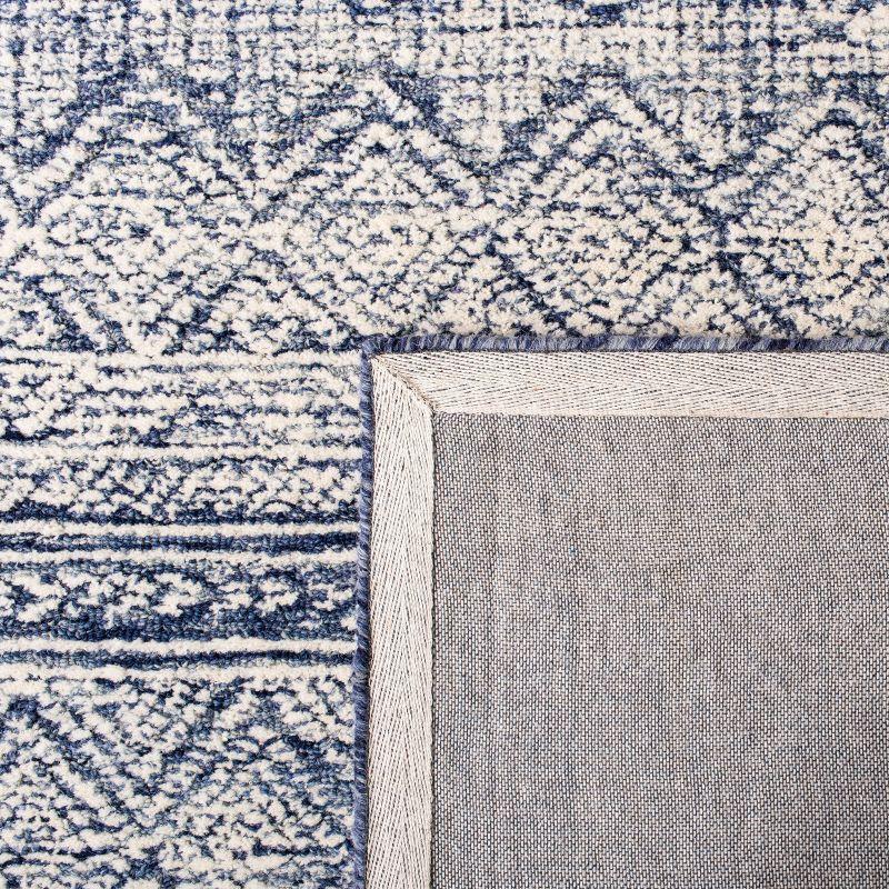 Blue and Ivory 6' x 6' Square Hand-Tufted Wool Rug