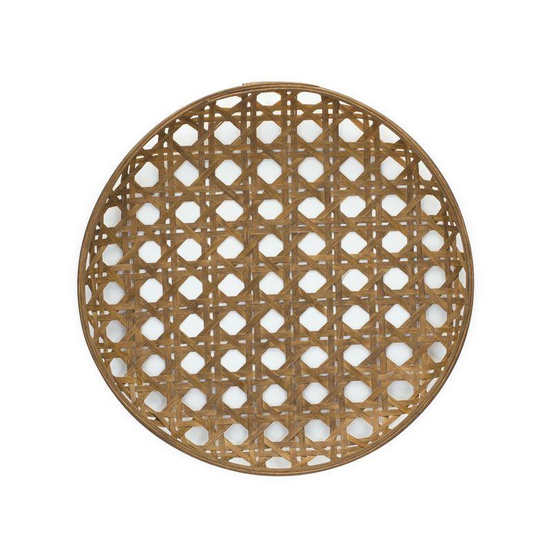 Melrose Large Round Geometric Bamboo Wooden Tray