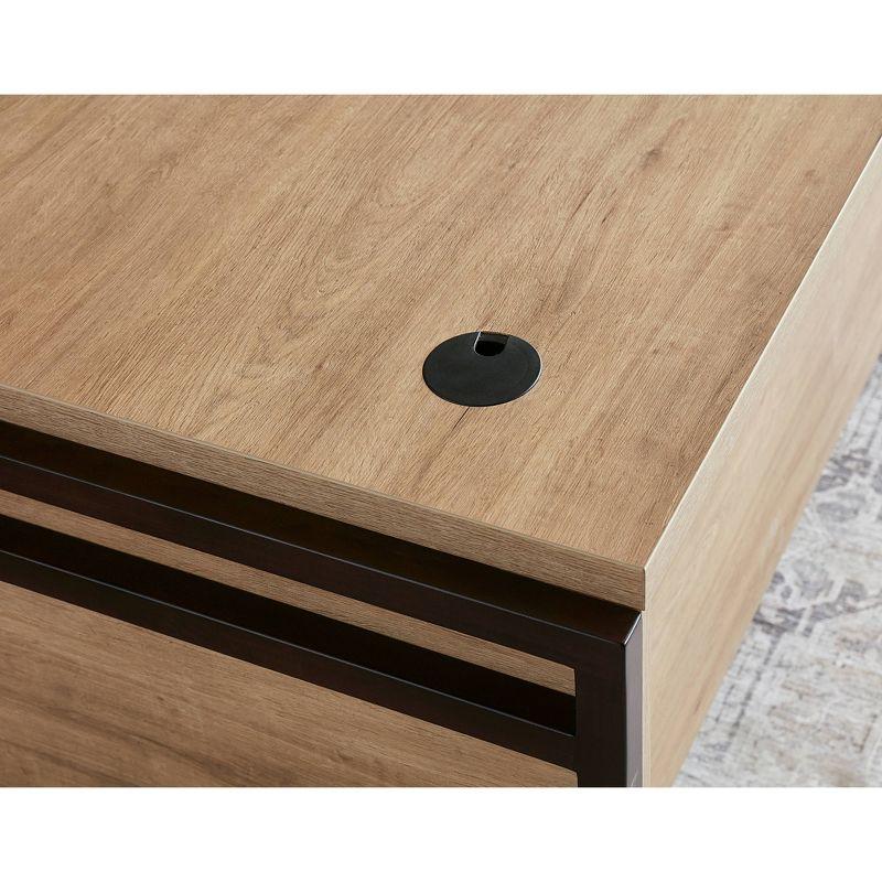 Mason Modern Wood Laminate Double Pedestal Executive Desk Light Brown - Martin Furniture: 66" with All Purpose Drawer