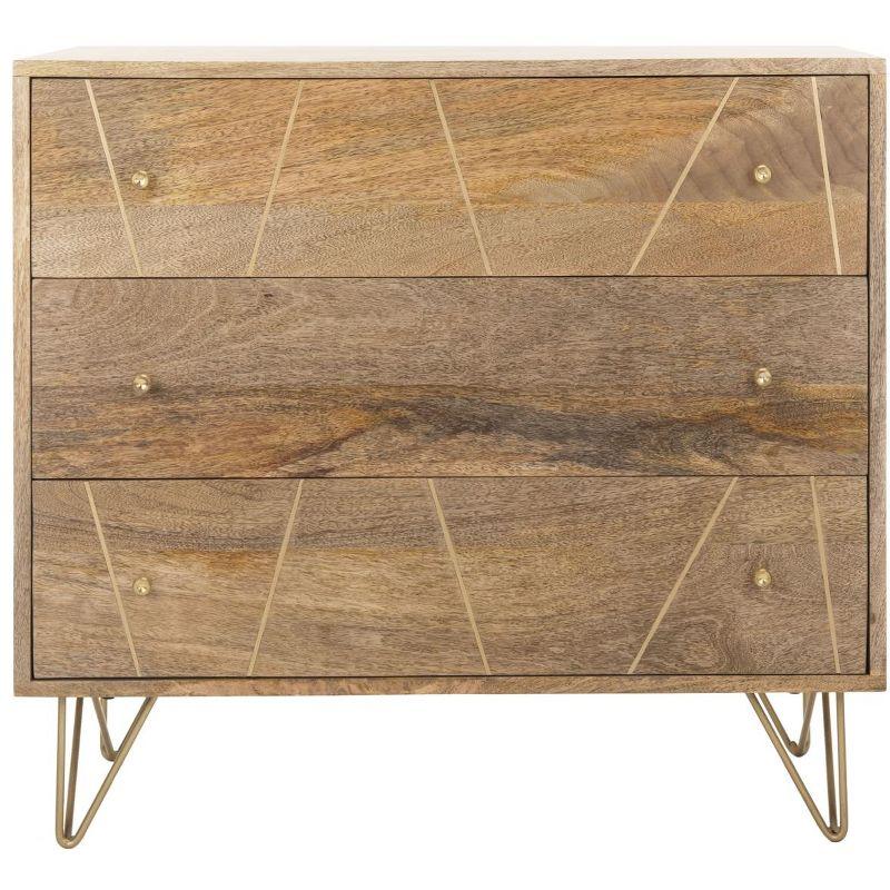 Marigold 3 Drawer Chest - CHS9001 - Natural/Brass - Safavieh