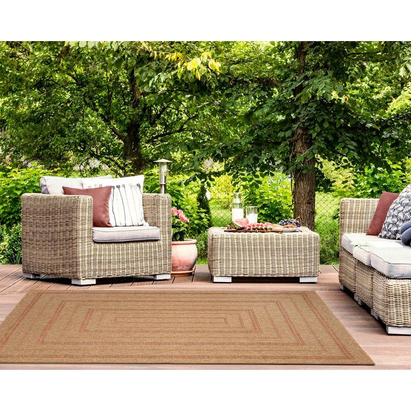 Liora Manne Sahara Multi Border Indoor/Outdoor Rug Terracotta 3'3" x 4'11"