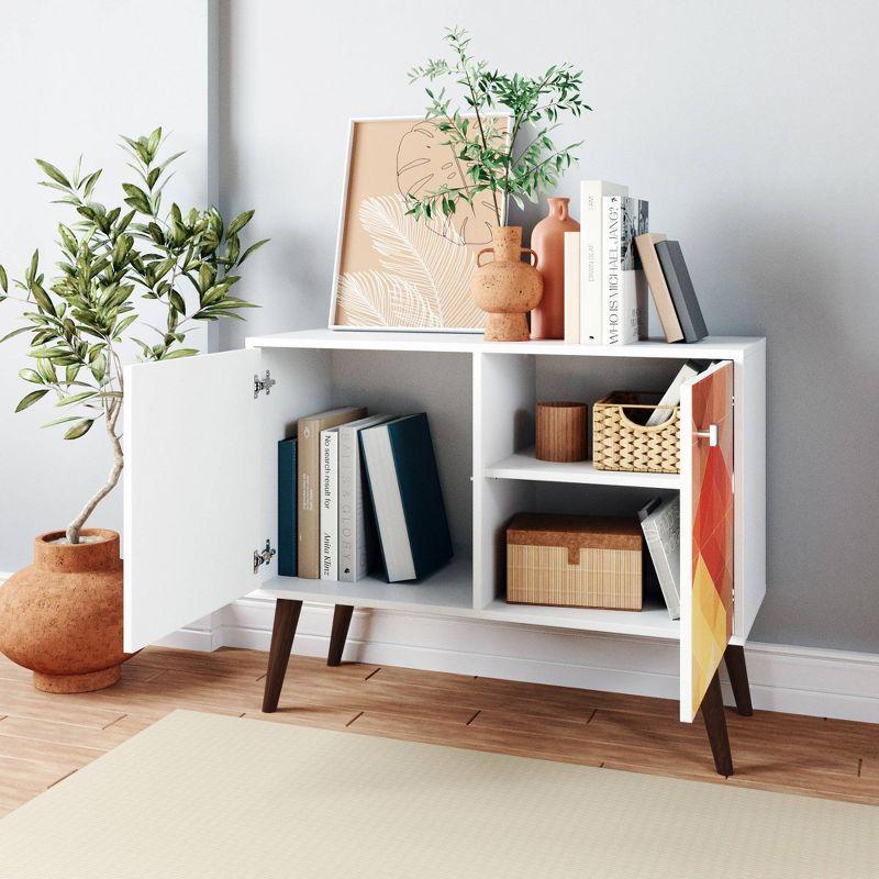 Modern Avesta White Rectangular Side Table with Storage