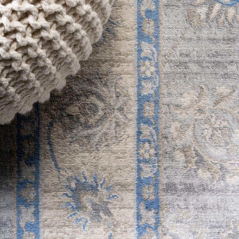 4' X 6' Modern Persian Vintage Moroccan Traditional Area Rug, Gray/Blue - JONATHAN Y