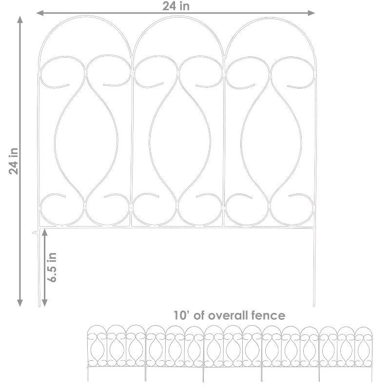 SunnyDaze Decor Traditional 24" x 24" Steel Decorative Garden Fence Panels (Set of 5)