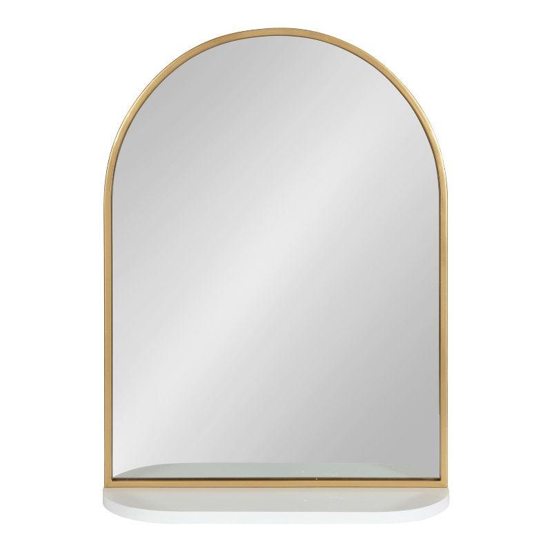 Kate and Laurel Schuyler Arch Wall Mirror with Shelf, 20x28, White