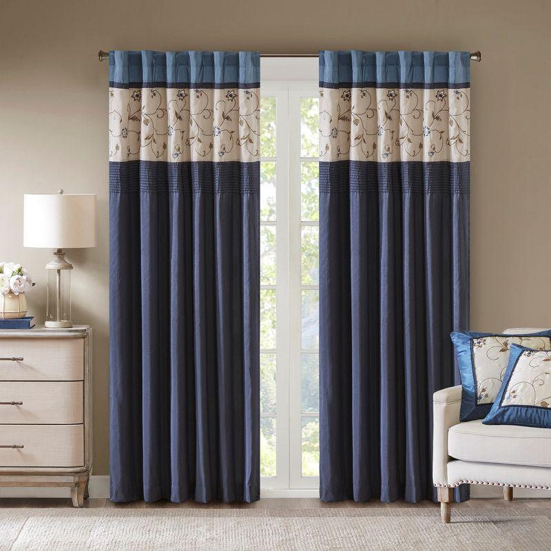 Madison Park Serene Embroidered Curtain Panel