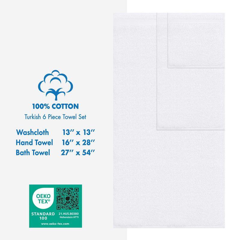 American Soft Linen Turkish Premium Quality 100% Cotton 6 Piece Towel Set, Soft Absorbent Quick Dry Bath Towels for Bathroom