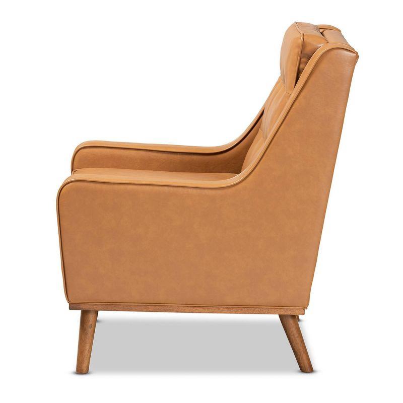 Daley Tan Faux Leather Upholstered and Wood Lounge Armchair Brown - Baxton Studio