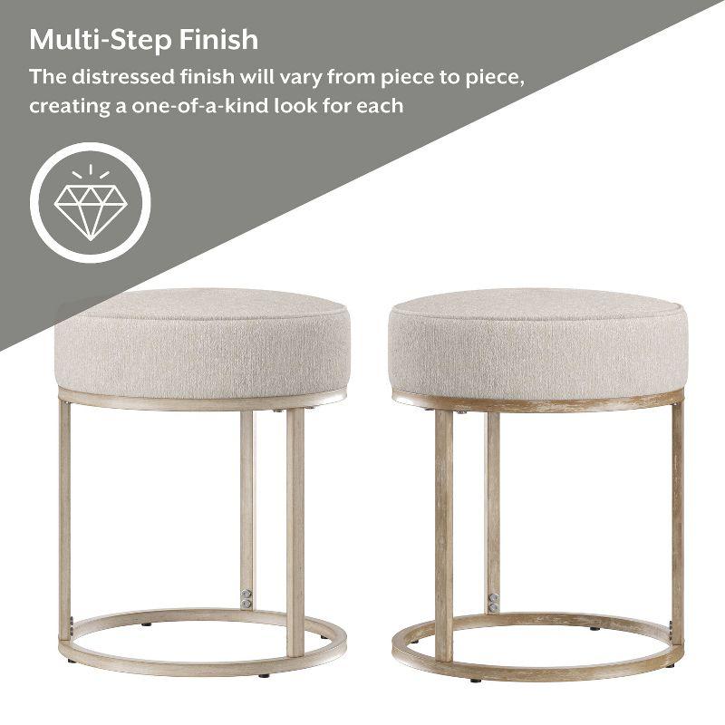 18" Swanson Backless Upholstered Metal Vanity Stool Bone White - Hillsdale Furniture: Round Padded Seat, Modern Design