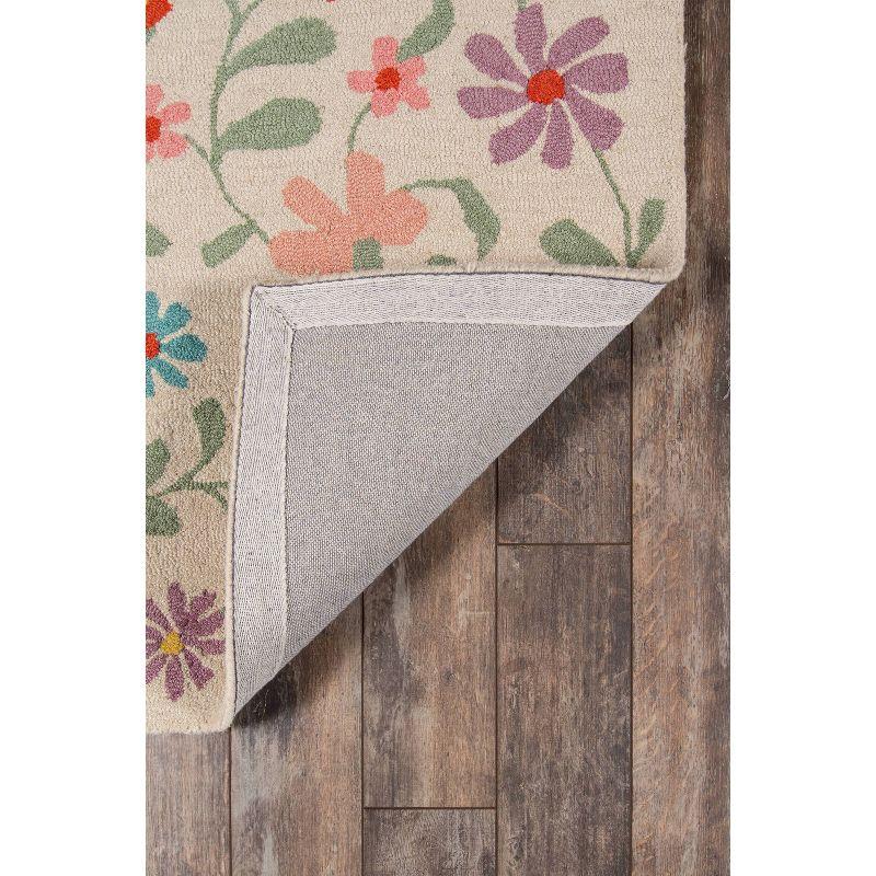 2'x3' Newport Accent Rug Ivory - Momeni: Wool, Floral Bohemian, Low Pile, Handmade, Indoor, Vacuum Rug