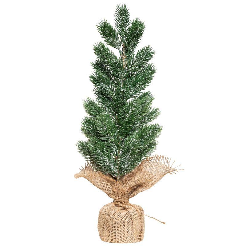 Frosted Pine In Burlap Base Christmas Tree 17.5" Unlit