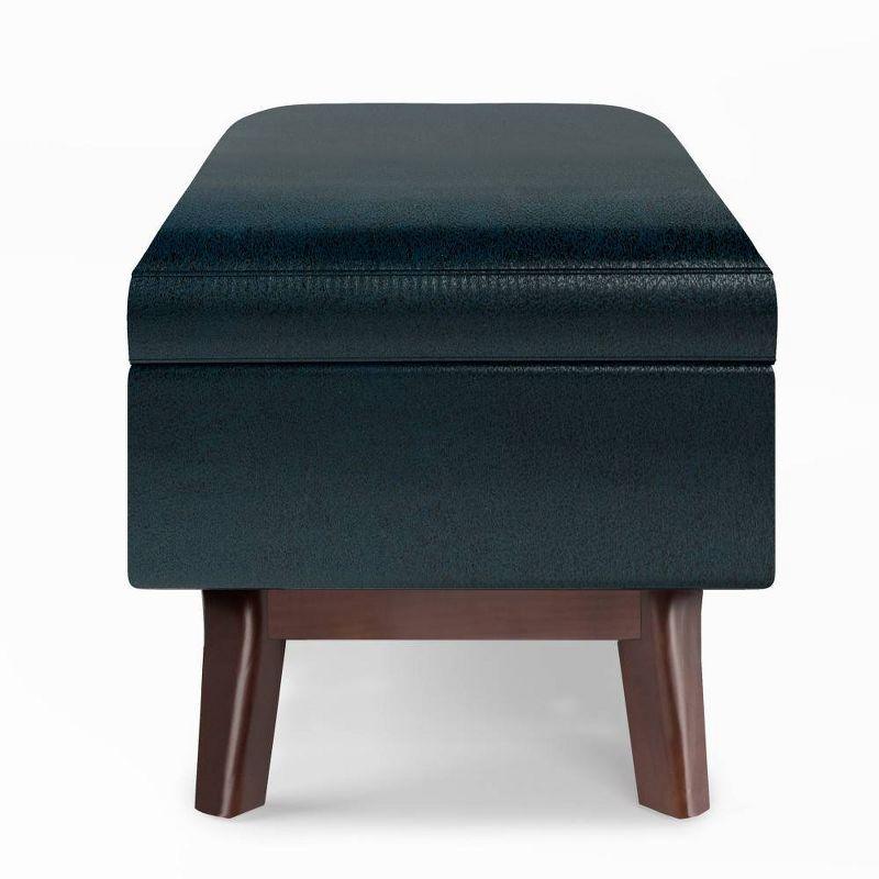 Simpli Home Owen 36"W Small Upholstered Storage Ottoman with Lift Top and Solid Wood Legs