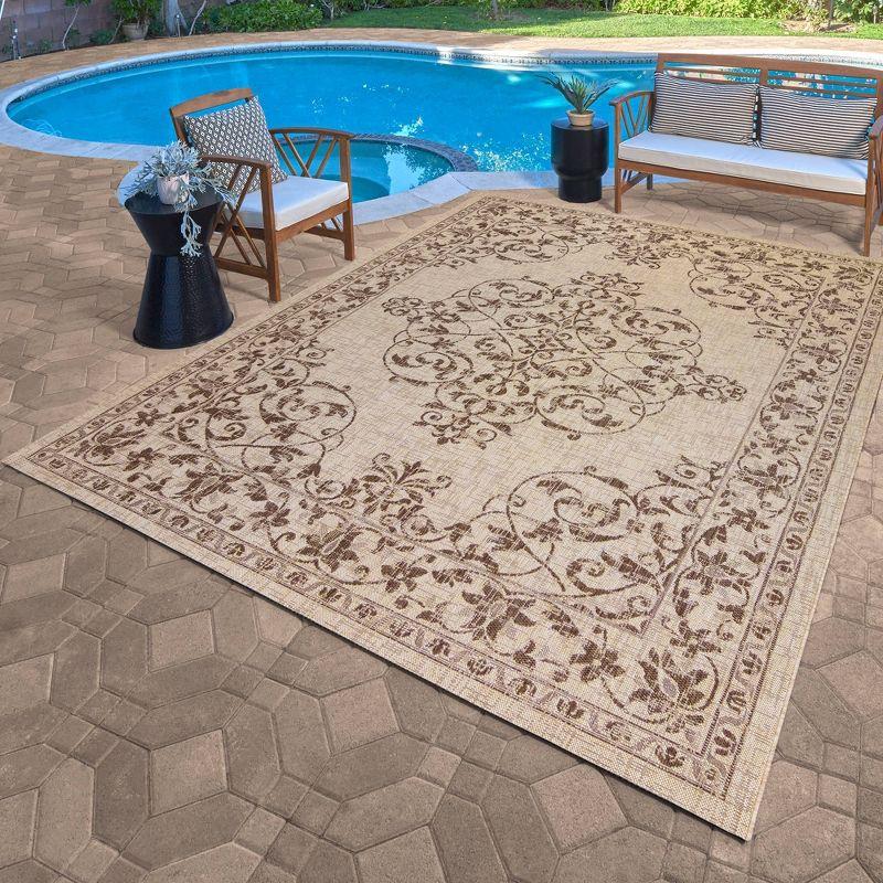 Sand & Havana 5' x 7' Reversible Synthetic Flat Woven Rug