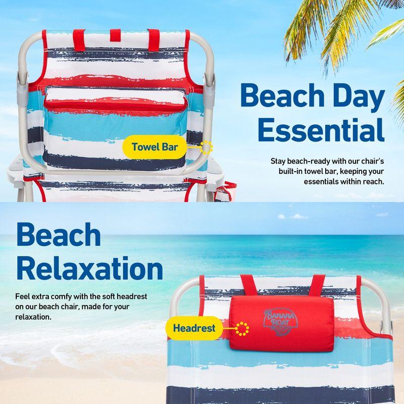 Banana Boat 2-Pack Lightweight Backpack 5-Position with Lay Flat Folding Beach Chair – with FREE Thermal Drink Sleeve for Cold Drinks