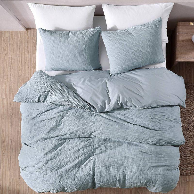 Devin Light Blue Cotton Gauze Queen Comforter Set