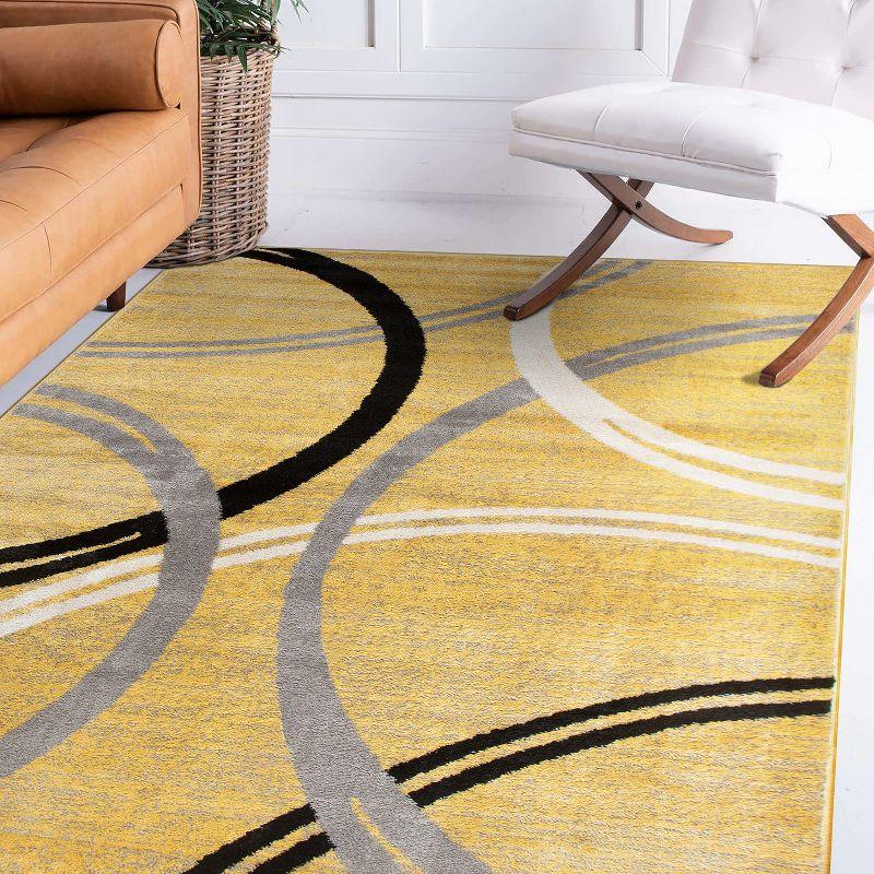 World Rug Gallery Contemporary Abstract Circles Design 3'3" x 5'  Yellow Area Rug