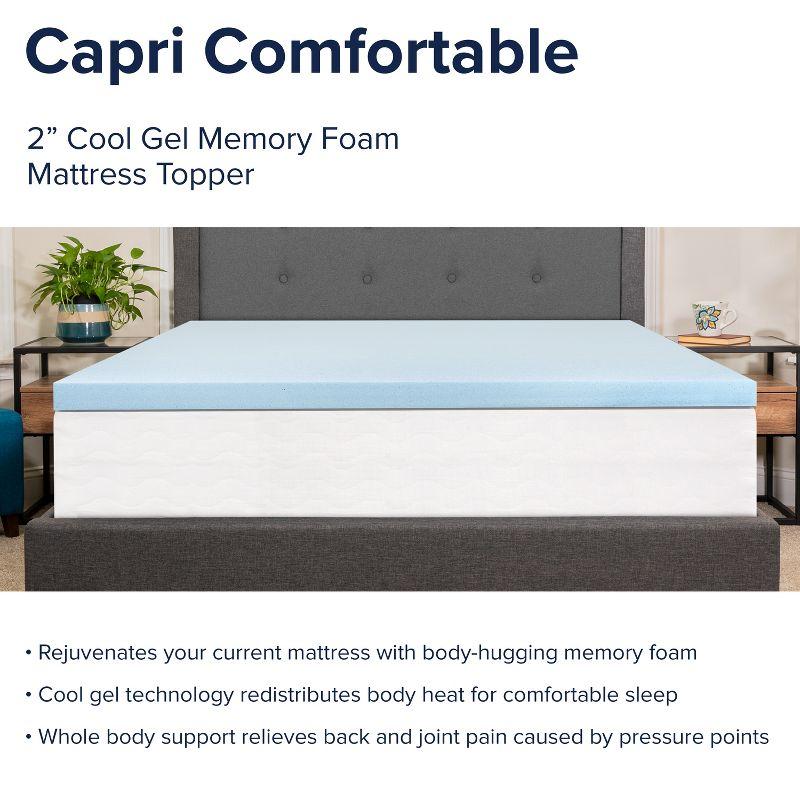 Flash Furniture Capri Comfortable Sleep 2 inch Cool Gel Memory Foam Mattress Topper